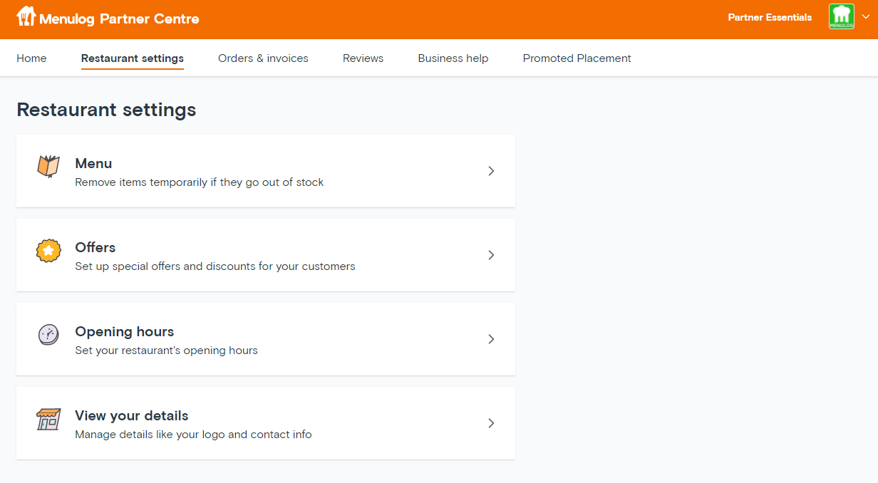 Guide to Partner Hub Menulog